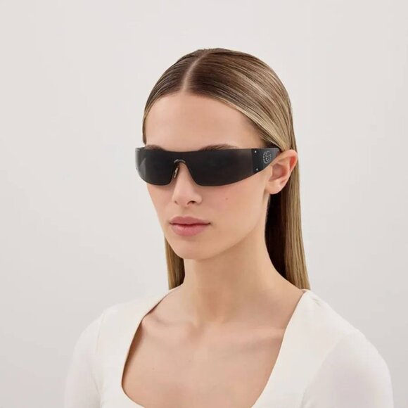 Gucci GG1958S 002 Sunglasses Shiny Dark Ruthenium Shield Frame, Grey Lenses main image 11